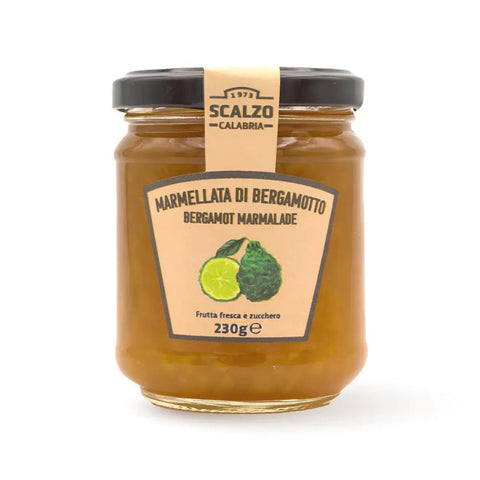 Marmellata di Bergamotto Scalzo Calabria, preparata con scorza, polpa e succo di bergamotti di Calabria e zucchero, senza additivi.