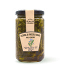Vaso frontale di Cicoria di Pascoli Bradi Scalzo Calabria, conservata sott'olio extra vergine d'oliva con peperoncino e aglio. Formato 280 grammi.