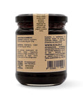 Retro del vaso da 230 grammi di Confettura di Sambuco Scalzo Calabria, con lista ingredienti e valori nutrizionali.