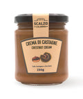 Vaso frontale da 230 grammi di Crema di Castagne Scalzo Calabria, realizzata con castagne fresche e zucchero, senza additivi.