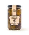 Vaso frontale da 280 grammi di Funghi Misti Scalzo Calabria, preparati con funghi freschi e conservati in olio extra vergine d'oliva.