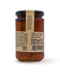 Retro del vaso da 280 grammi di Fuoco di Calabria Scalzo Calabria, con lista ingredienti e valori nutrizionali.