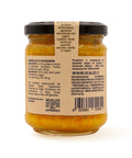 Retro del vaso da 230 grammi di Marmellata di Mandarini Scalzo Calabria, con lista ingredienti e valori nutrizionali.