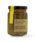 Retro del vaso da 90 grammi di Pesto Genuino Scalzo Calabria, con valori nutrizionali.