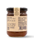 Retro del vaso da 230 grammi di Composta di Cipolla Scalzo Calabria, con lista ingredienti e valori nutrizionali