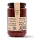 Retro del vaso da 340 grammi di Composta di Peperoncino Scalzo Calabria, con lista ingredienti e valori nutrizionali